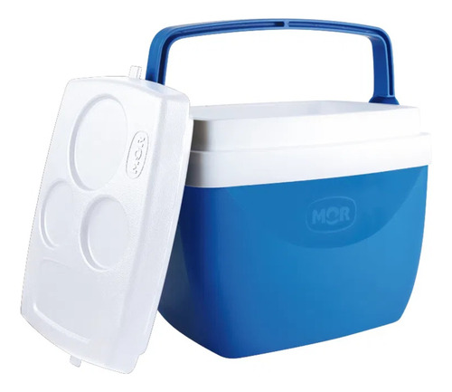 Caixa Térmica Cooler 12l Azul Com Alça E Suporte Mor