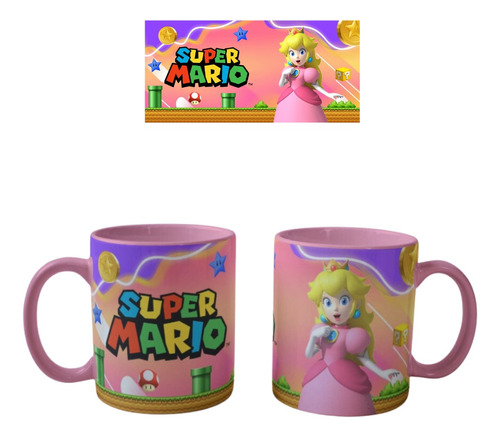 Mug De La Princesa Peach Mario Bros Personalizado Colores