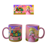 Mug De La Princesa Peach Mario Bros Personalizado Colores