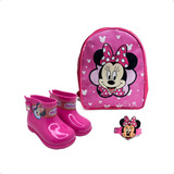 Kit Galocha Infantil E Baby + Mochila Escolar Passeio Rosa 