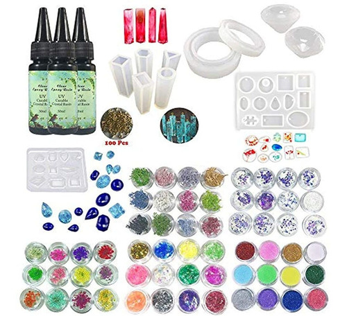 Kit De Joyería De Resina Epoxi Uv Transparente No Tóxica, 3