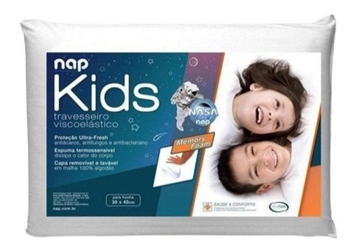 Travesseiro Nasa Infantil Kids Super Macio Antiácaro Cor Branco