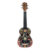 Ukelele Concierto Parquer Diseño Calavera Coco Abeto Funda Color Marrón