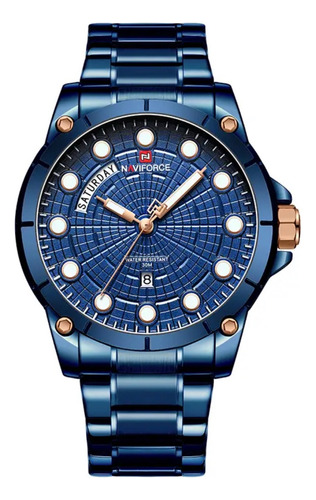 Reloj Naviforce Casual Hombre Azul Visión Calendario Lujosos