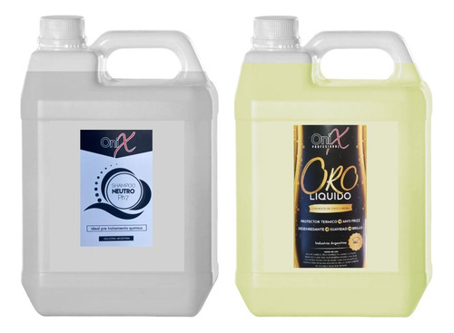 Onix Kit Bidón De Shampoo Neutro + Bidón Oro Liquido X 5 Lts