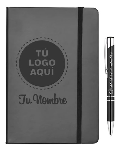 Libreta A4 Personalizada Grabada Laser Logo Y Nombre + Pluma