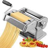 Maquina Hacer Pasta Manual Rollera Spaguetti Ajusta Espesor Color Blanco