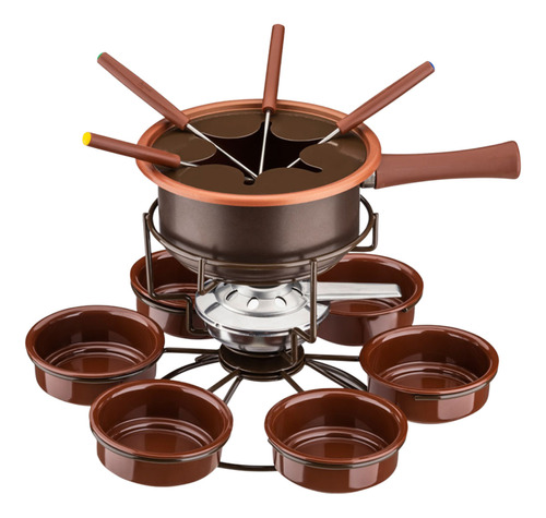 Serviço Jogo De Fondue Carroussel Giratório 16 Pçs Chocolate