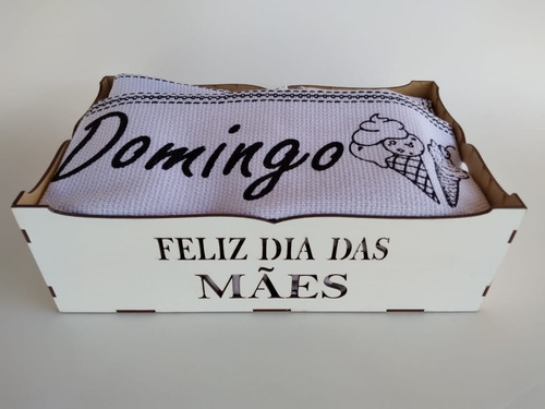 Kit Presente Dia Das Mães Pano De Prato Com Crochê + Caixa 