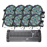 Kit 8 Canhao Refletor Led 64 Rgbw 54 Leds 3w + Mesa Dmx32 Ch