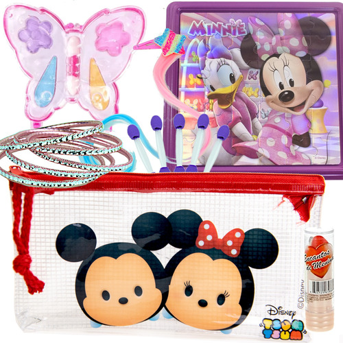 Kit Mickey Mini Necessarie Estojo Mais Maquiagem Menina 