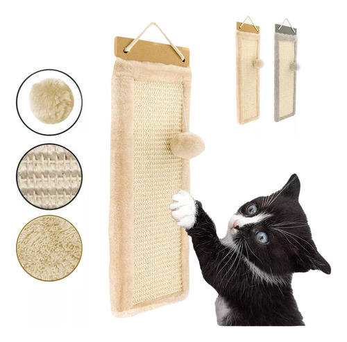 Rascador Sisal Colgante Kanino Para Gato Protector De Muebles Muros Color Beige