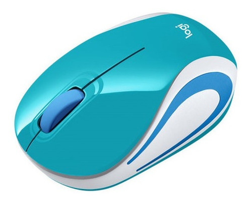 Mouse Wireless Mini Logitech Inalambrico Nano Celeste 