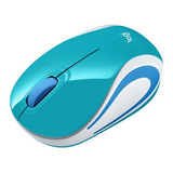 Mouse Wireless Mini Logitech Inalambrico Nano Celeste 