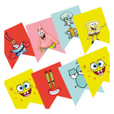 Banderines Imprimibles Editables Bob Esponja Cumpleaños Pdf