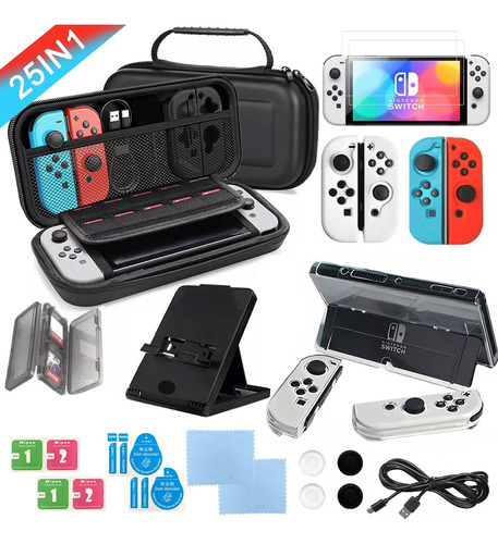 Kit De 25 Accesorios Funda Para Nintendo Switch Oled Estuche