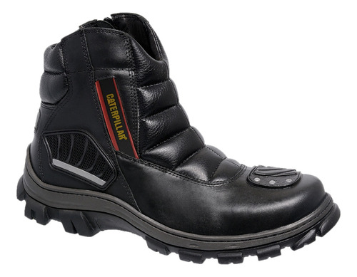 Bota Coturno Caterpillar Motociclista C/ Ziper Masculina Cat