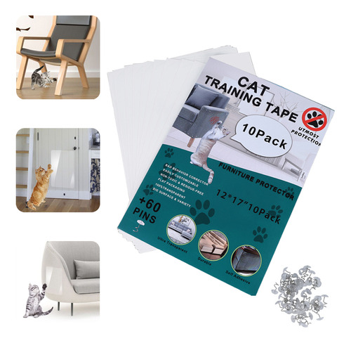 Arranhador Gato Sofa Kit 10 Protetor Adesivo Sofá Mesa Porta