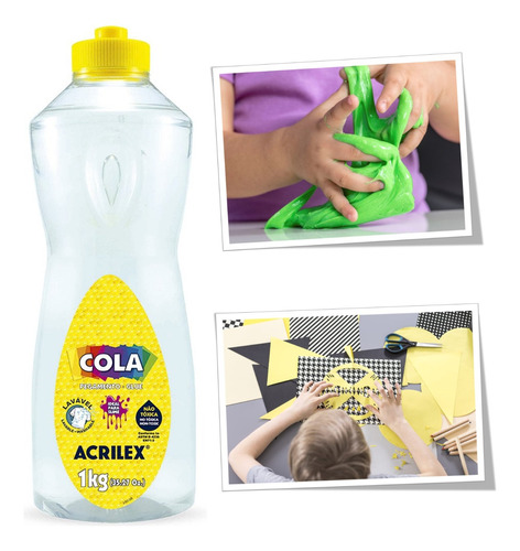 Cola Transparente Ideal Para Slime Acrilex Lavável 1kg