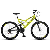 Bicicleta Colli Com Dupla Suspensão Aro 26 Amarela Neon
