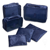 Kit Organizador De Malas Com 6 Peças Viagem Design Azul 