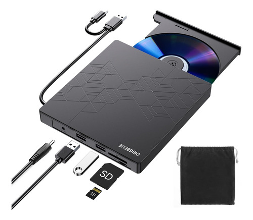 Grabadora Portatil Origbelie Usb 3.0/tipo-c Cd/dvd Rom+/-rw