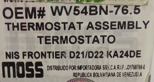 Termostato Nissan Frontier D21 D22 Moss 33-54765 Foto 3