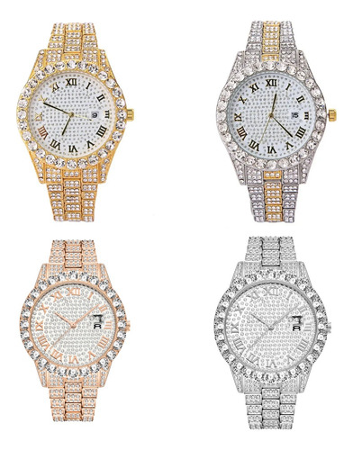 Reloj Con Diamantes Bañado En Oro/plata 18k Full Ice