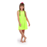 Saída Banho Vestido Verde Laranja Neon Siri Kids Telinha 