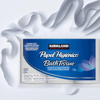 6 Rollos Kirkland Signature Papel De Baño 380 Hojasc\u002Fu Jumbo | MercadoLibre
