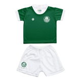 Kit Camisa Palmeiras Bebê Com Shorts Uniforme 1 Torcida Baby