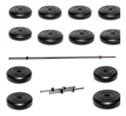 Kit De Entrenamiento 100lb (discos Barras Y Mancuernas) 