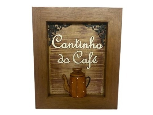 Quadro Rústico Artesanal Cantinho Do Café Área Gourmet 3d 