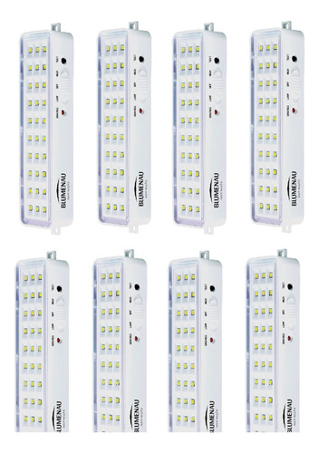 Kit 8 Lâmpadas De Emergência 30 Leds Luminária Recarregável