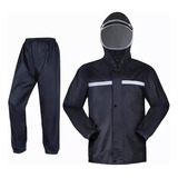 Impermeable Negro Con Pantalones Reflectantes Para Adulto