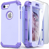 Funda Para iPhone 7/ 8 3en1 Shockproof + Vidrio Temp Lavanda