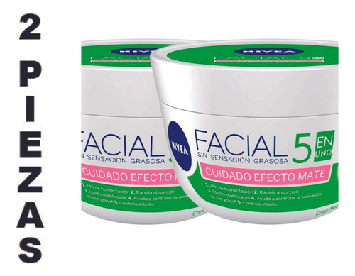 Crema Facial Nivea 5 En 1 Cuidado Efecto Mate 200 Ml,2