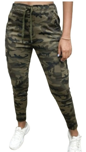 Pantalon Cargo De Mujer Elastizado Jogger 