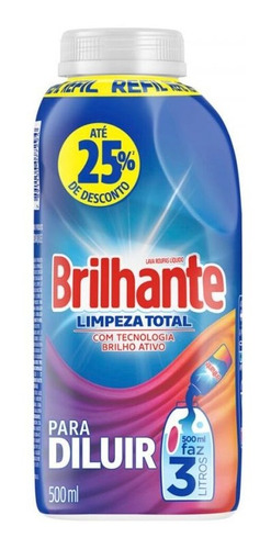 Lava Roupas Brilhante Concentrado Para Diluir Frasco 500ml