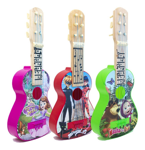 Guitarra Para Niños De Juguete Plástico Y Madera 3pack