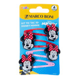 Kit 4 Tic Tac De Cabelo 3d Coleção Disney Minnie Marco Boni Cor Rosa E Vermelho