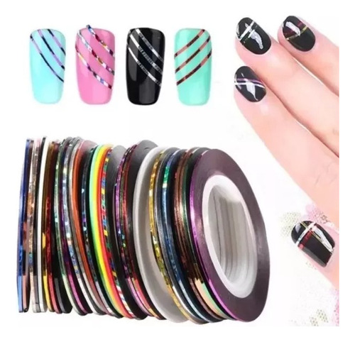 Set 30 Cintas Adhesivas De Colores Uñas Nail Art Manicure