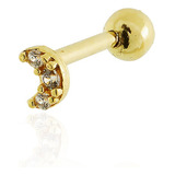 Piercing Tragus Orelha Ouro 18k Lua