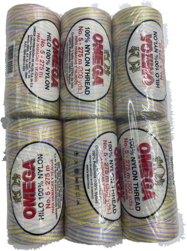 Hilo Omega 100% Nylon #5 Para Hamacas Y Tejidos Pack 6 Pzas