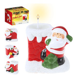 Castiçal Ceramica Com Vela Noel Enfeite Natalino Decoração