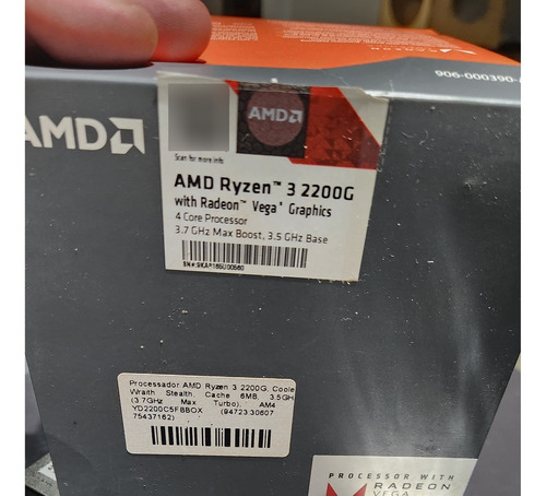 Processador Amd Ryzen 3 2200g Yd2200c5fbbox  3.7ghz Com Gpu