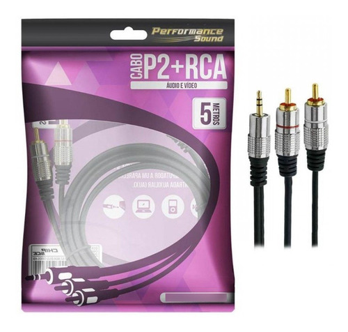 Cabo P2 Estéreo X 2 Rca - Fitz 5m Ponta: Gold 0180705