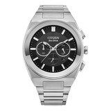 Reloj Citizen Axiom Eco Drive Negro Ca4580-50e Color De La Correa Plateado Color Del Bisel Plateado