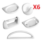 Kit X6 Set Accesorios Baño 5 Piezas Loza Cerámica Losa