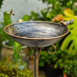 Bañera De Pájaros Vintage Para Jardín, Con Pedestal De Hierr